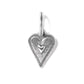 Brighton heart charm with silver-plated finish, textured radiating lines, and raised center heart on a white background