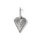 Brighton heart charm with silver-plated finish, textured radiating design, and small raised heart center on a white background
