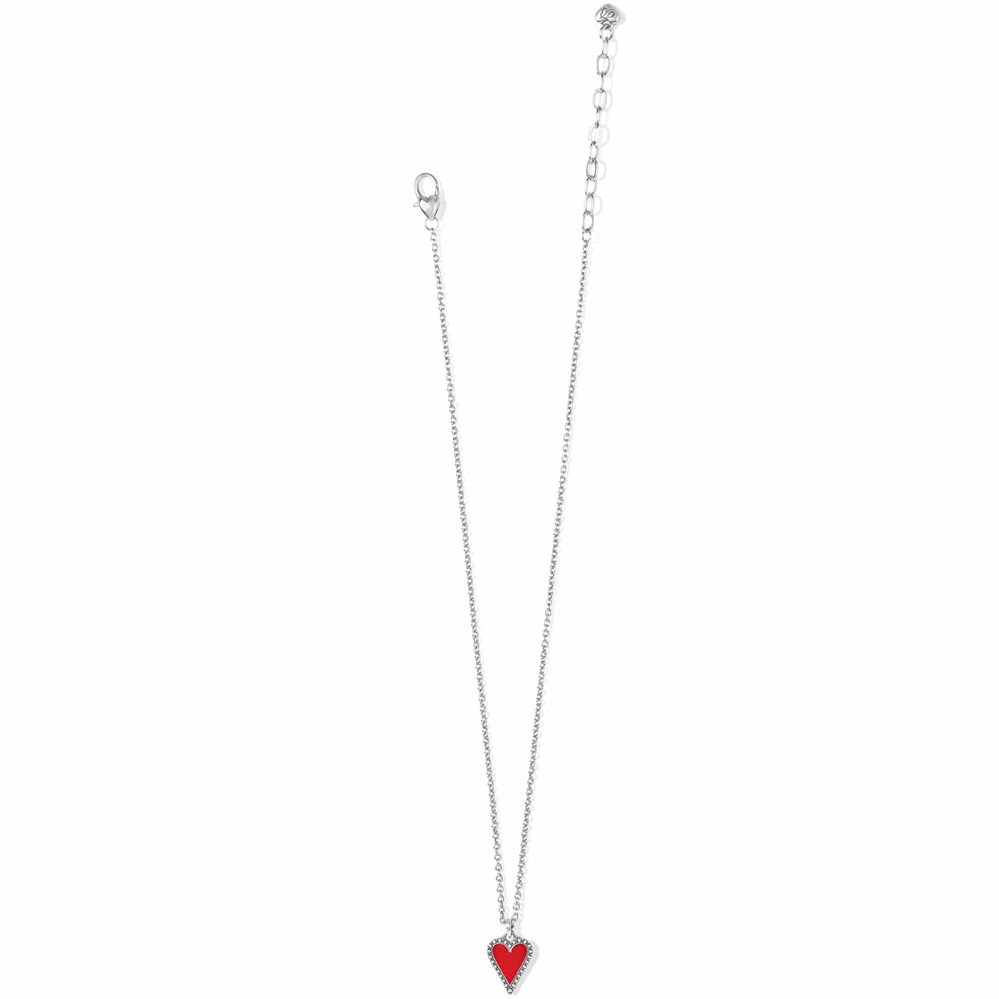 Brighton pendant necklace with red enamel heart and silver-plated chain with lobster clasp on a white background