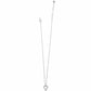 Brighton heart pendant necklace with white enamel center, silver-plated beaded border, and chain on a white background