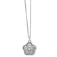 Brighton flower pendant necklace with silver-plated finish and textured petal detail with center bead on a white background