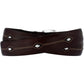 Brighton leather belt in dark brown with diamond-shaped silver-tone studs and contrast stitching on a white background