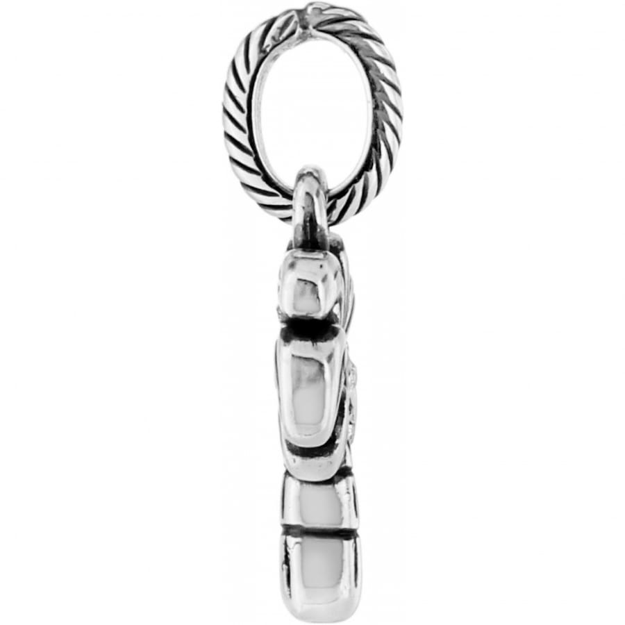 Brighton charm shown from the side with silver-plated rope-textured loop and polished bead detailing on a white background