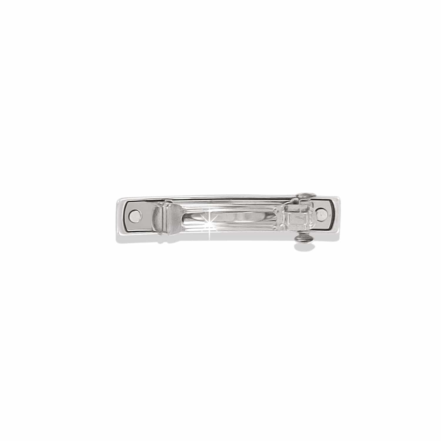 Close-up of Brighton hair barrette silver-plated clasp mechanism with hinged clip and rivet hardware detail