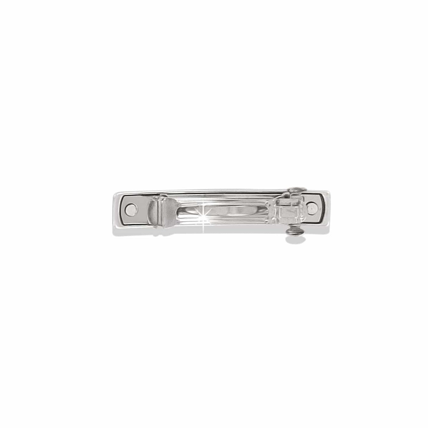 Close-up of Brighton hair barrette silver-plated clasp mechanism with hinged clip and rivet hardware detail