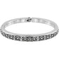 Brighton hinged bangle bracelet with silver-plated diamond pattern and crystal accents on a white background