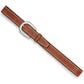 Brighton brown leather belt with contrast white stitching and silver-tone rounded buckle on a white background