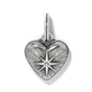 Brighton heart charm with silver-plated starburst design and crystal center accent on a white background