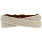Brighton braided beige belt with brown leather backing and gold-tone buckle on a white background