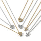 Brighton pendant necklaces with silver and gold plated chains featuring heart, star, and cross crystal pendants on a white background