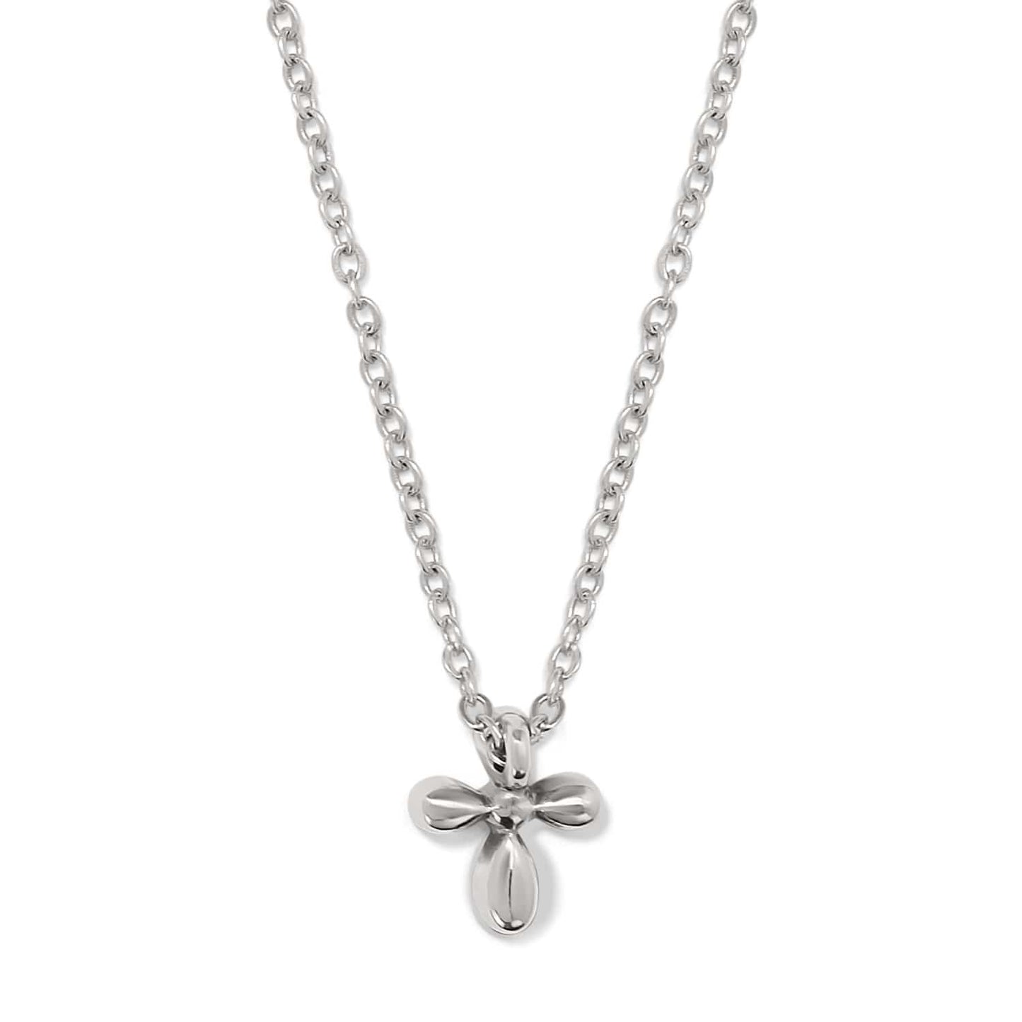 Brighton pendant necklace with silver-plated flower charm and cable chain on a white background