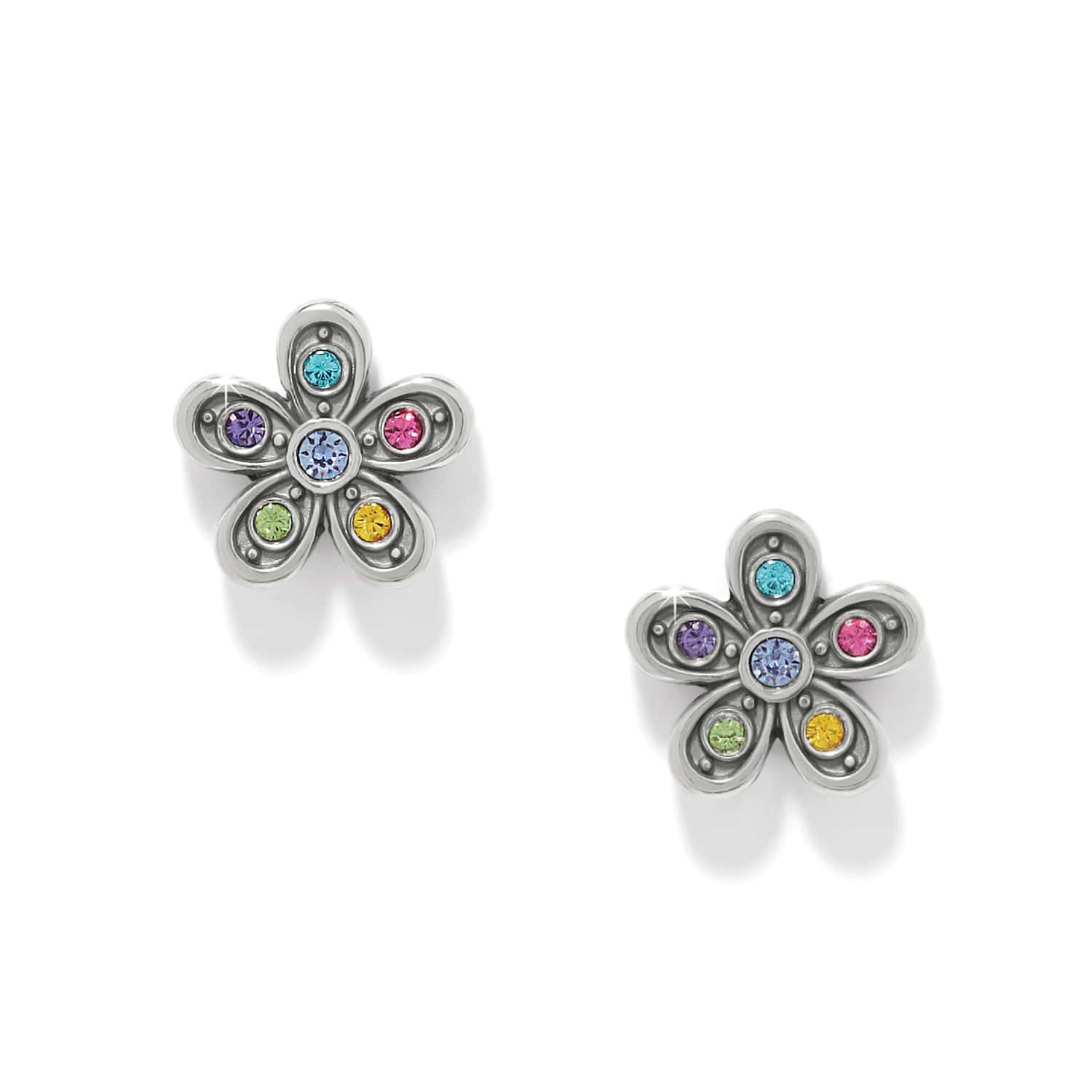 Enchanting Gem Flower Earrings silver-multi 1