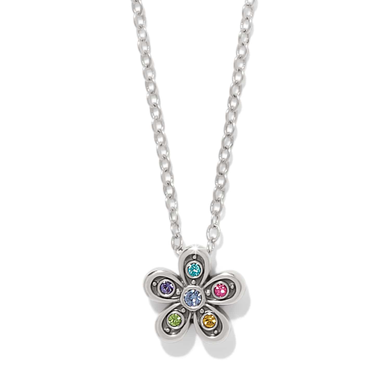 Enchanting Gem Flower Necklace silver 1