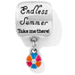 Brighton silver-plated charm engraved Endless Summer Take me there with dangling multicolor enamel beach ball on a white background