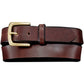 Brighton brown leather belt with gold-tone buckle and single keeper loop on a white background