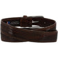 Brighton belt in brown leather with crocodile-embossed texture and silver-tone buckle on a white background