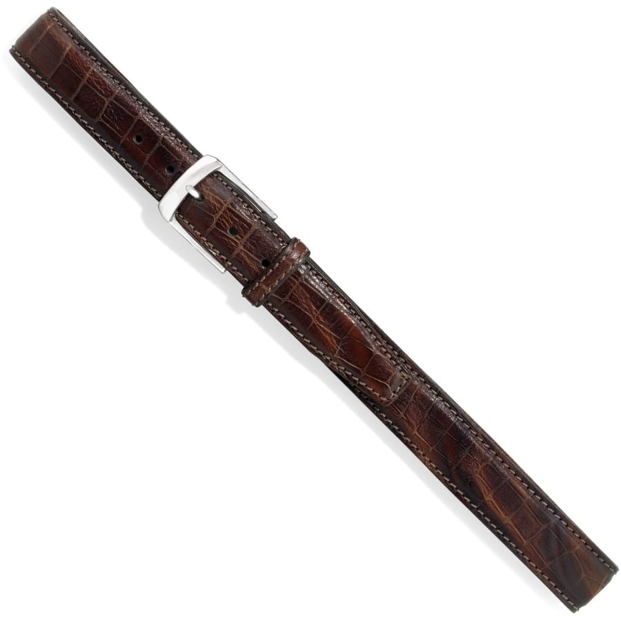 Brighton brown leather watch strap with crocodile-embossed texture and silver-tone buckle on a white background