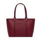 Brighton burgundy leather tote handbag with crocodile-embossed straps and trim, and dual shoulder handles on a white background