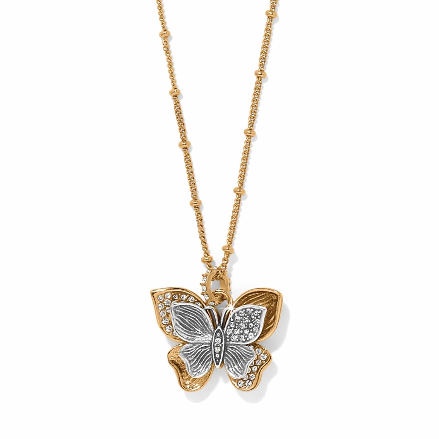 Everbloom Flutter Pave Necklace silver-gold 1