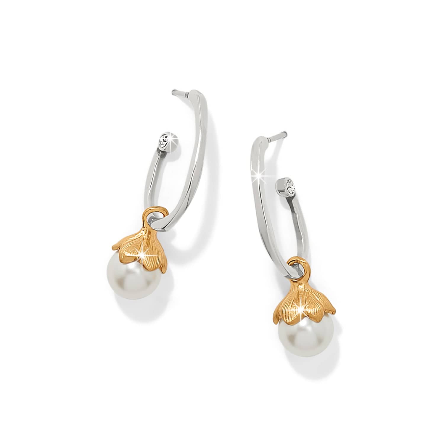 Everbloom Pearl Hoop Earrings silver-gold 1