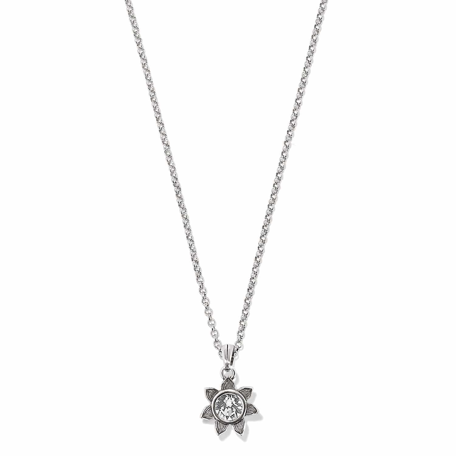 Everbloom Sunflower Necklace april-silver 1