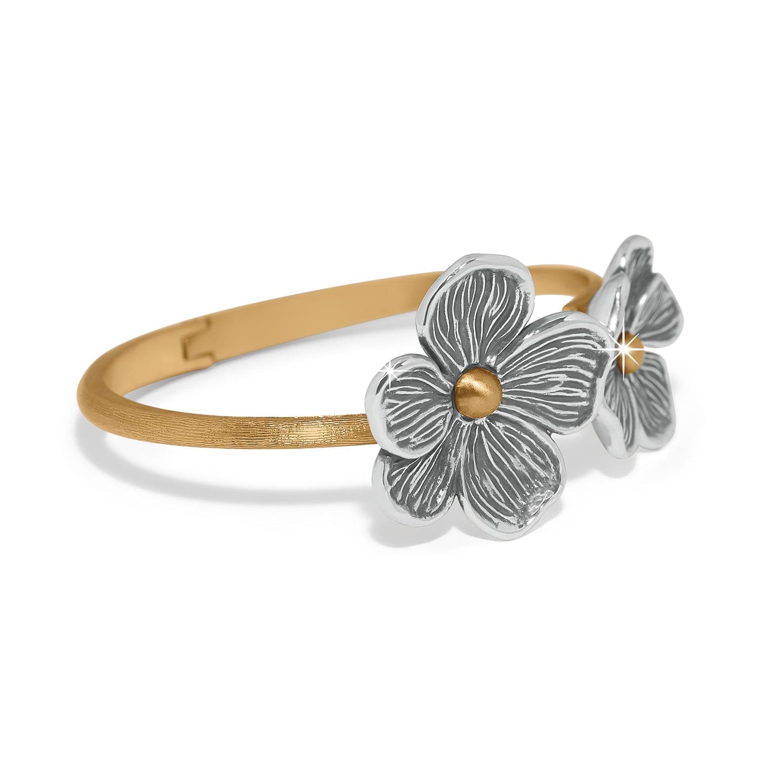 Everbloom Windflower Open Hinged Bangle silver-gold 2