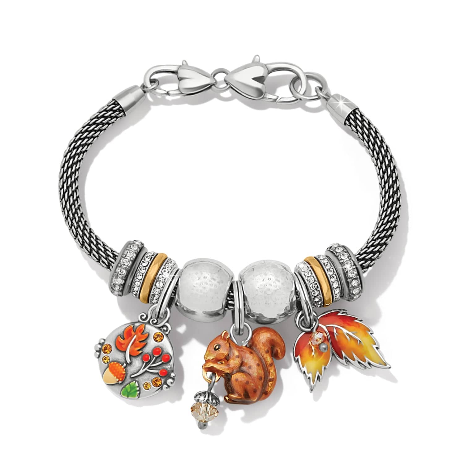 Fall Leaves Charm silver-yellow 5