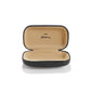 Brighton eyeglass case shown open with black exterior and tan lining printed with Cheers logo on a white background