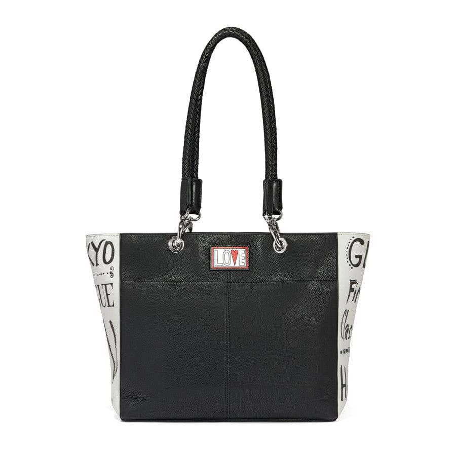 Fashionista Cover Girls Tote bag view from rear showing black color with LOVE badge