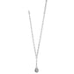 Brighton pendant necklace with silver-plated oval charm featuring woven texture detail and chain link design on a white background