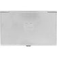 Brighton silver-tone card case with textured woven pattern and engraved heart emblem centerpiece on a white background