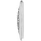 Brighton mezuzah case shown from the side with silver-tone polished frame and decorative panel on a white background