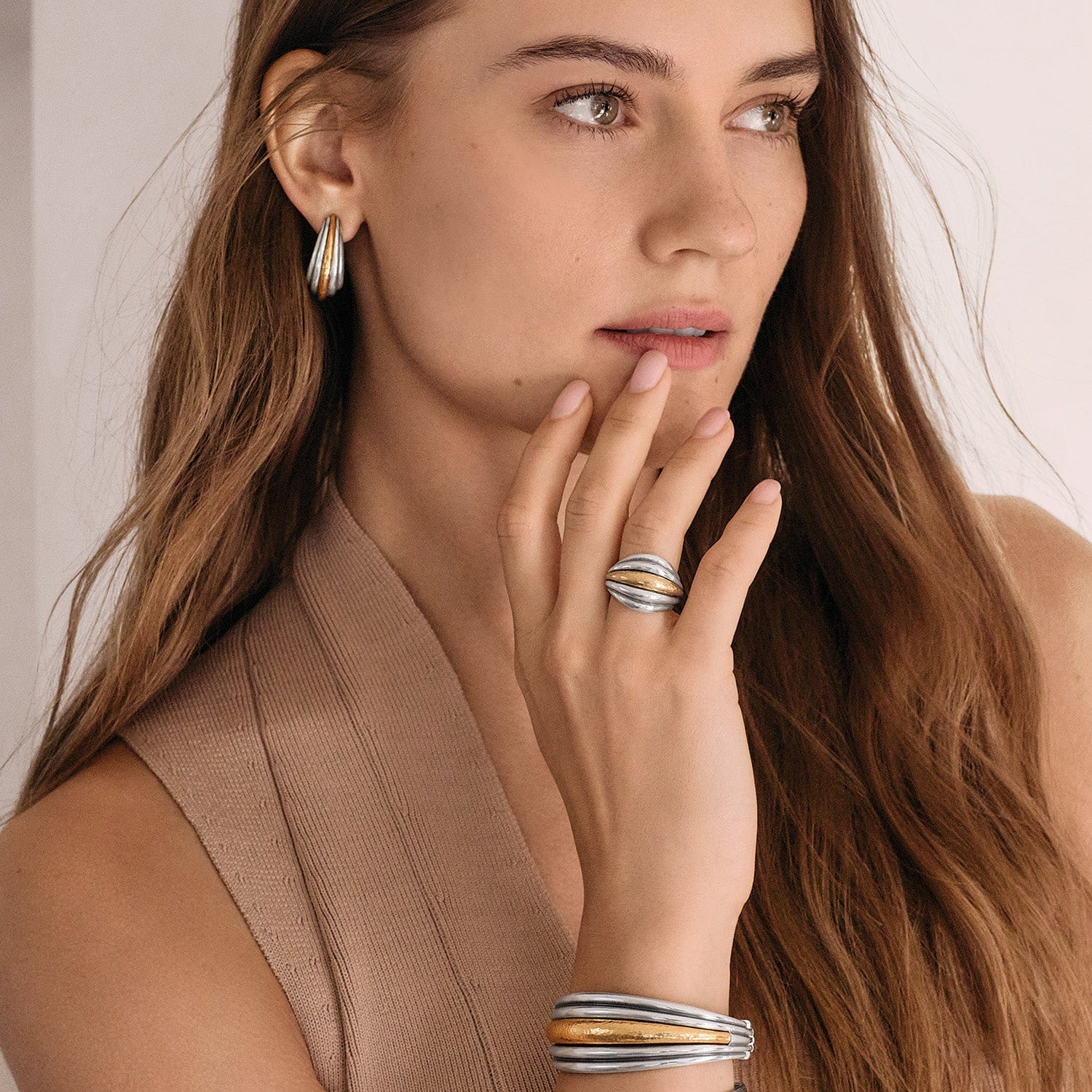 Ferrara Deco Ring silver-gold 6