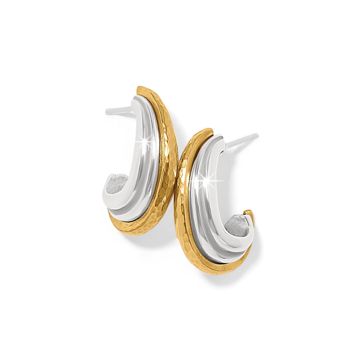 Ferrara Deco Small Hoop Earrings silver-gold 1