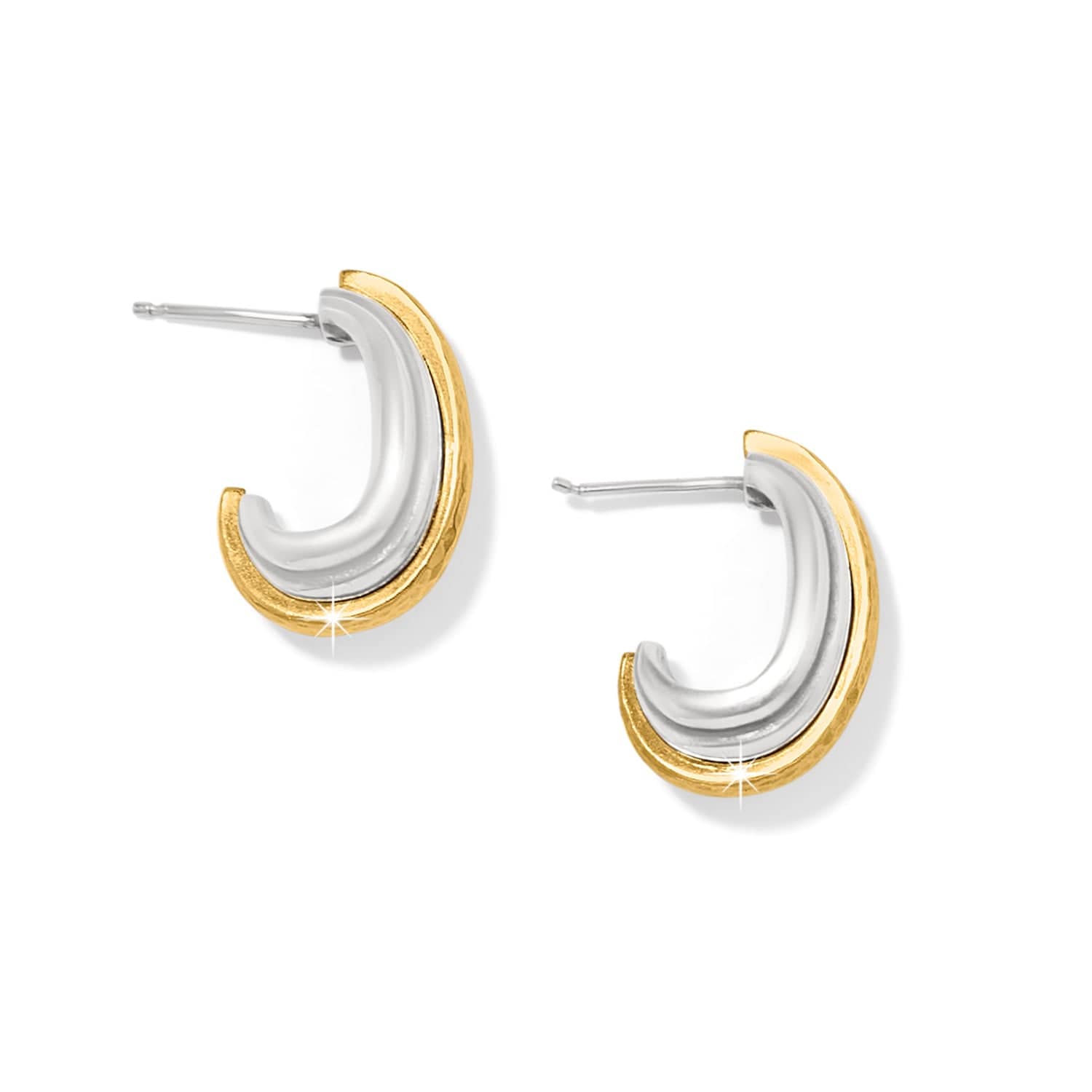 Ferrara Deco Small Hoop Earrings silver-gold 2