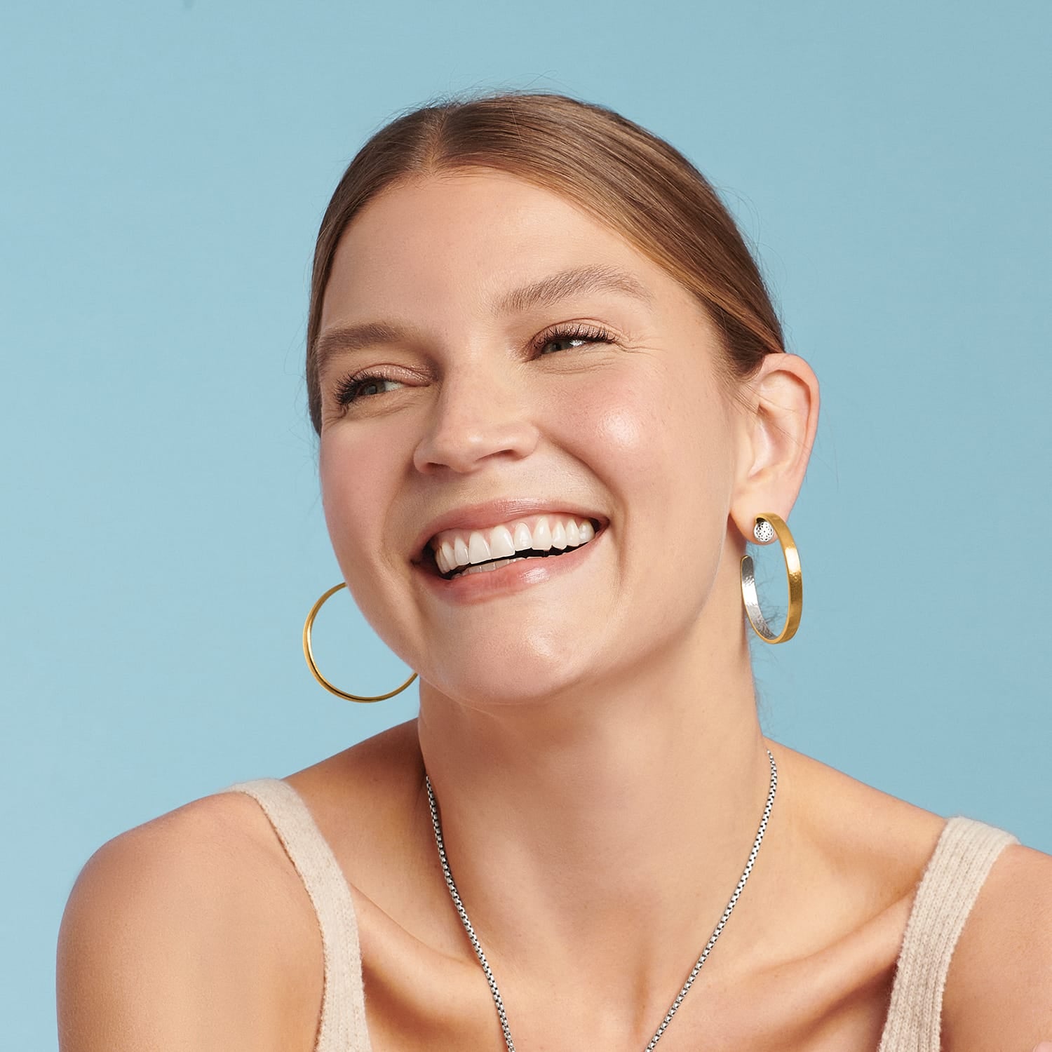 Ferrara Entrata Medium Hoop Earrings gold-silver 3