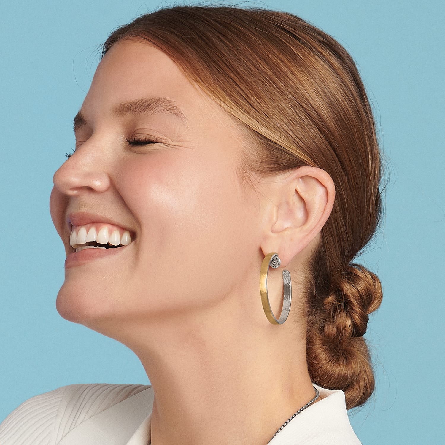 Ferrara Entrata Medium Hoop Earrings gold-silver 5