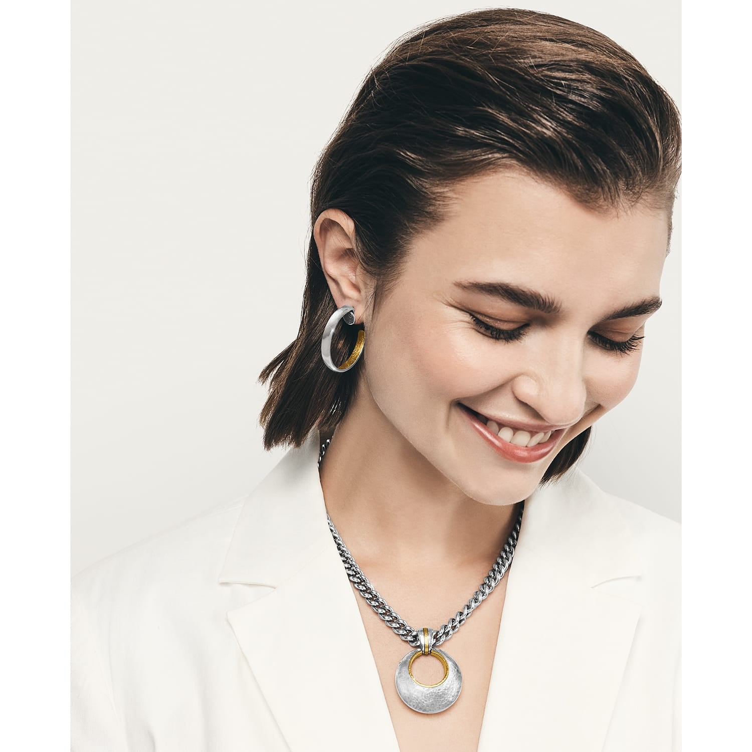 Ferrara Entrata Medium Hoop Earrings silver-gold 8