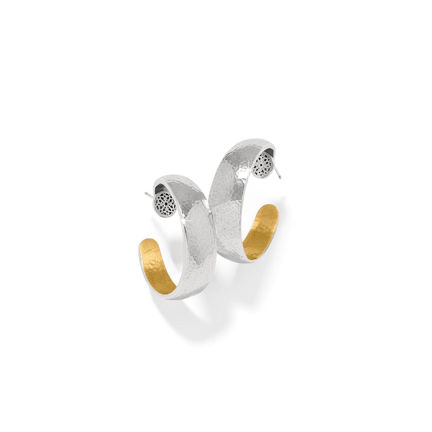 Ferrara Entrata Moon Small Hoop Earrings silver-gold 3