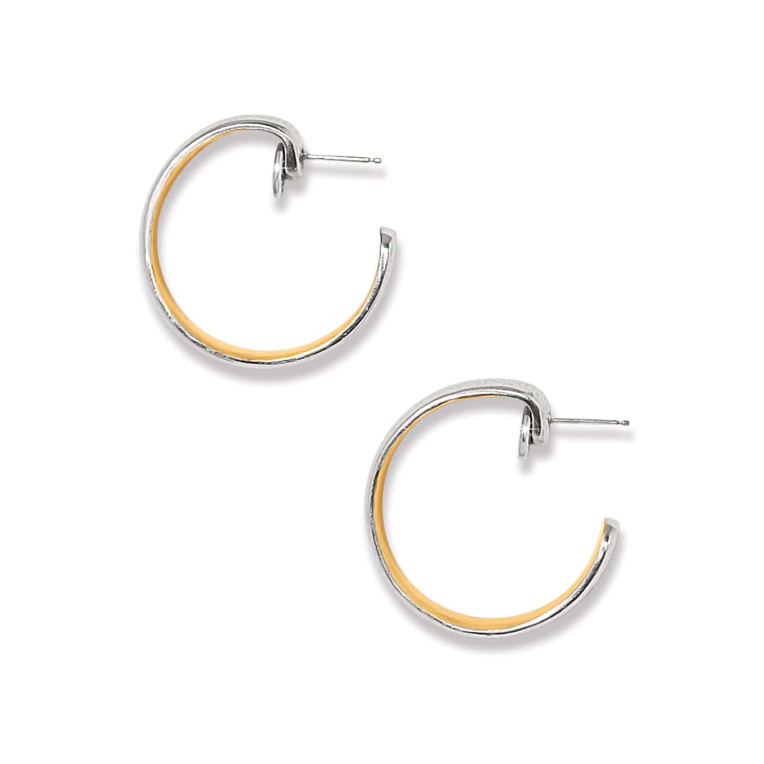 Ferrara Entrata Moon Small Hoop Earrings silver-gold 4