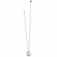 Brighton pendant necklace with hammered silver-tone disc, gold-tone ring accent, and beaded chain on a white background