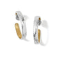 Brighton hoop earrings with hammered silver-tone exterior, gold-tone interior, and decorative filigree accents on a white background