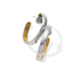 Brighton hoop earrings with hammered silver-tone exterior and gold-tone interior in a swirl design on a white background
