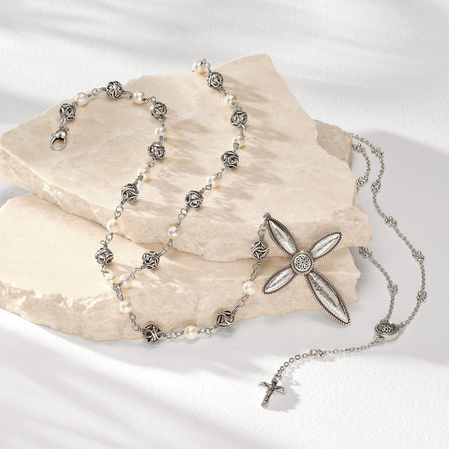 Ferrara Lacrima Rosary Necklace
