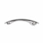 Brighton hair barrette with curved silver-plated finish shown from the back with clasp mechanism on a white background