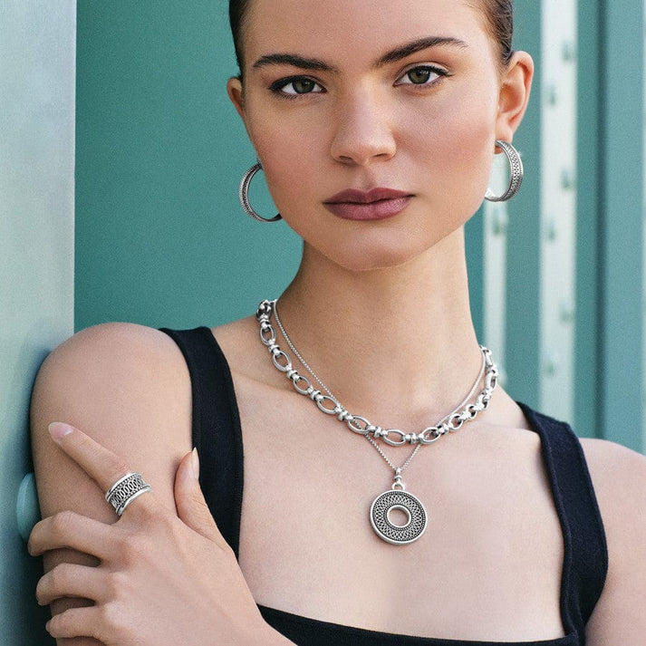 Ferrara Deco Necklace, Silver/Gold