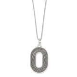 Brighton pendant necklace with silver-plated oval openwork medallion and beaded detail on box chain, on a white background