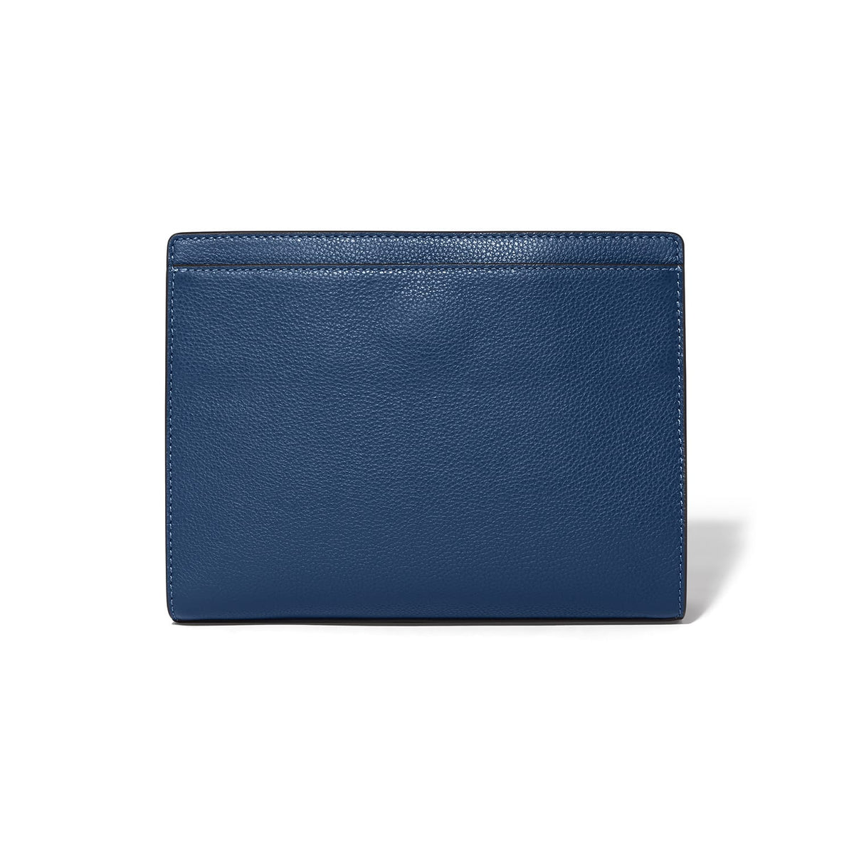 Brighton wallet shown from the back in navy blue pebbled leather with tonal stitching on a white background