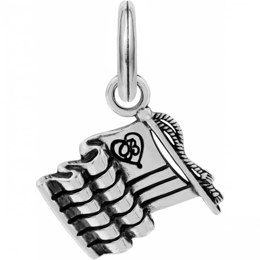 Brighton flag charm with silver-tone waving design and heart emblem detail on a white background