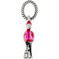 Brighton flamingo charm with pink enamel body and silver-tone rope-textured ring on a white background